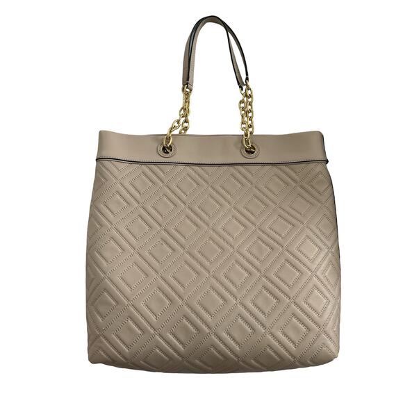 Tory Burch Fleming Quilted Large Soft Leather Tote Bag in Pale Pink Chain Straps - Picture 2 of 16